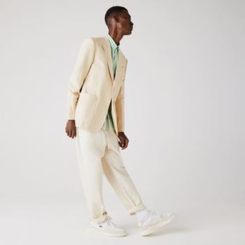 Lacoste Straight Fit Cotton-Linen Blazer Pánské - Blejzr Béžový | CZ-gIVNFN